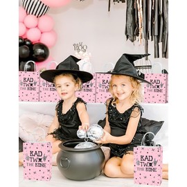 16 Pieces Bad Two The Bone 2nd Birthday Party Favors Bags,Bone Skull Second Birthday Gift Snacks Treat Candy Party Favors Bags with Handles for Girls