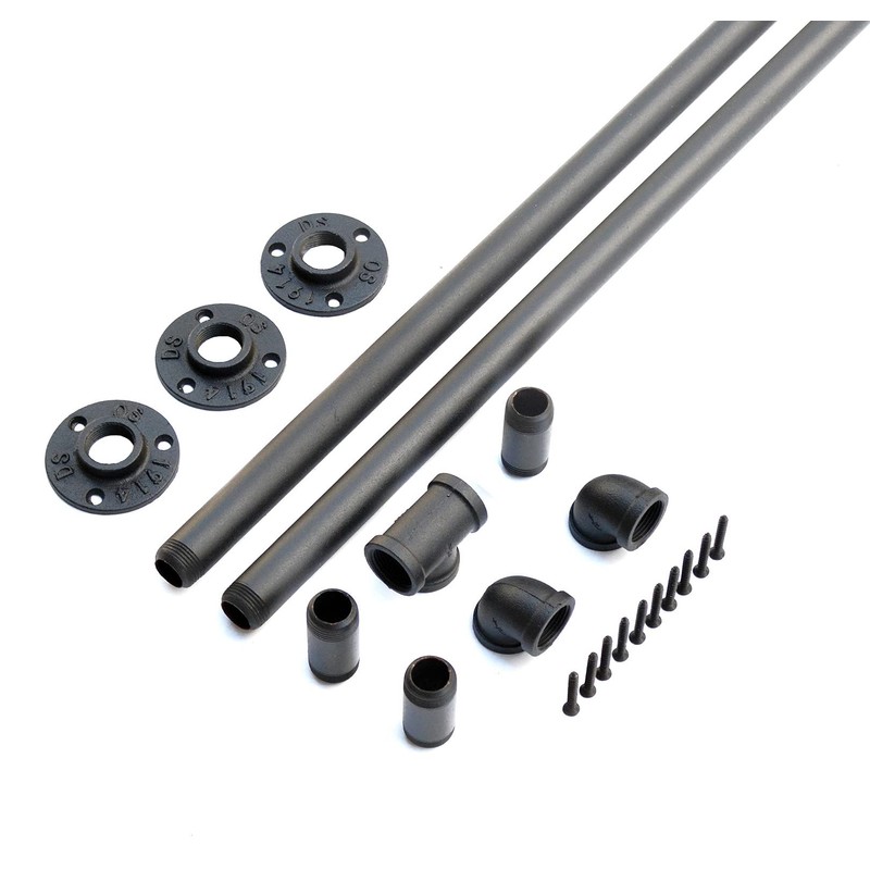 DIYHD 10FT Wall Mount Pipe Handrail for Stairs,Industrial Rustic Black