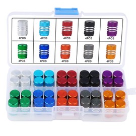 TsunNee Reifen Ventilkappen, Auto Reifen Ventilkappen Abdeckung, Staubdicht Aluminium Auto Luftkappen, 10 Farben, 40 Stück