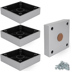F!XBL Cuba Grande Furniture Feet 2.5 cm High with Felt Gliders Silver Square Set of 4