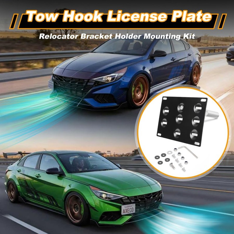 Drill Free Front Grill Mesh Tow Hook License Plate Relocation