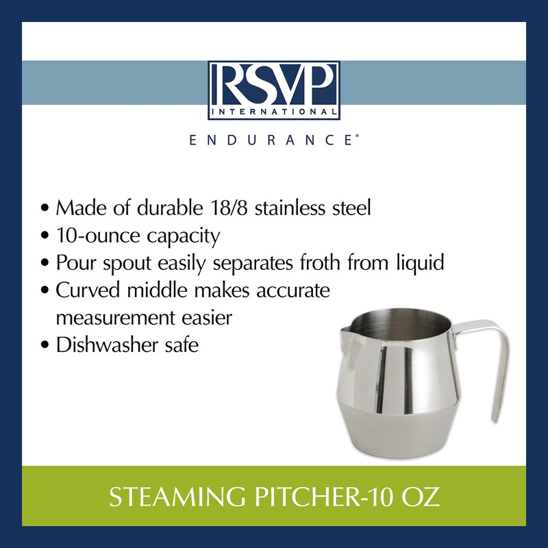 BACKK RSVP International Kitchen Coffee/Espresso Collection Steaming & Frothing Pitcher,