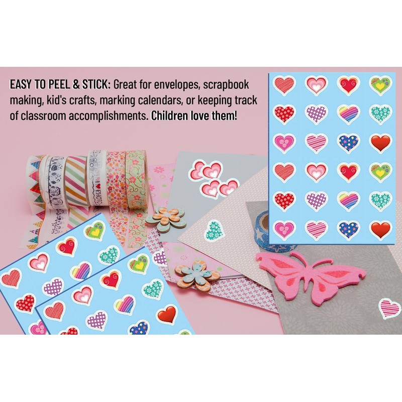 K-Kraft 120 Heart Stickers (Hearts Extravaganza) - 12 Different Patterns