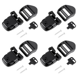 Tenalleys 4 Set Spa Hot Tub Cover Broken Latch Repair Cover Clips with 4 Slides 4 Keys 8 Screws, Hot Tub Cover Broken Latch Repair Hardware Accessories for Spa Cover Straps (Side Buckle Clip Black)