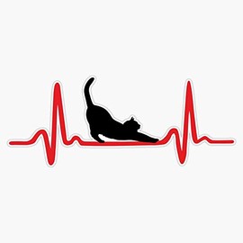 Leyland Designs Cat Heartbeat Sticker Outdoor Rated Vinyl Sticker Decal for Windows, Bumpers, Laptops or Crafts 5"