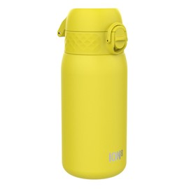 ION8 Insulated Steel Water Bottle, 320 ml/11 oz, Leak Proof, Easy to Open, Secure Lock, Dishwasher Safe, Carry Handle, Hygienic Flip Cover, Metal Water Bottle, Durable Stainless Steel, Yellow