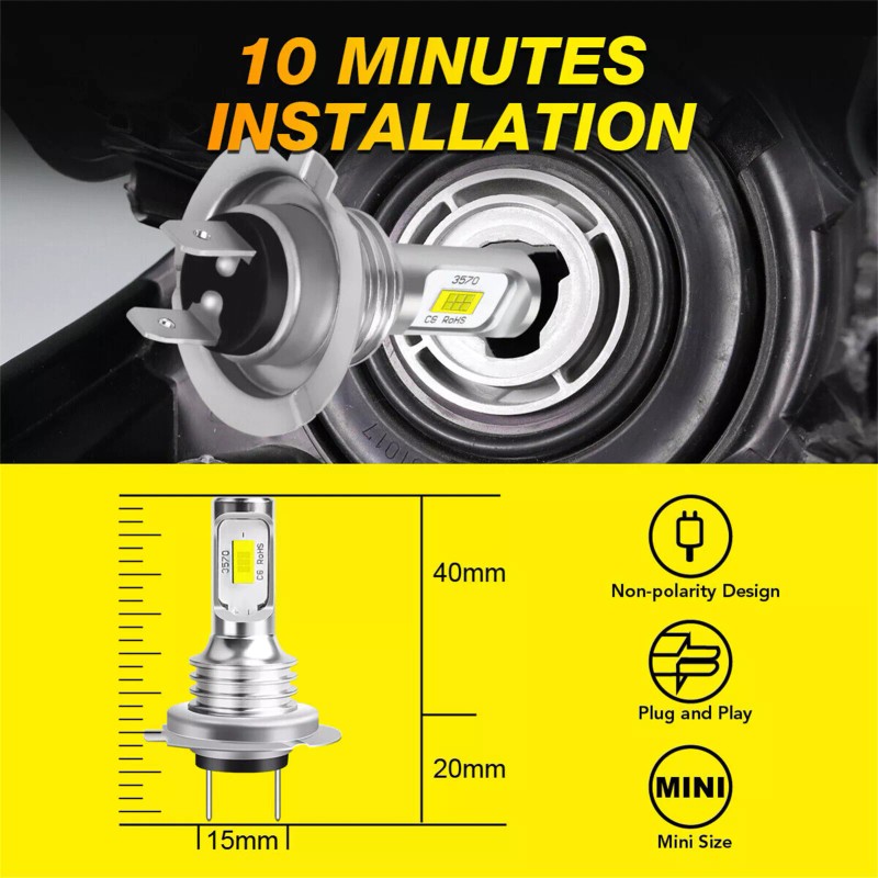 AUIMSOCO H7 H7 10000K LED Headlight Kit Combo Bulbs High