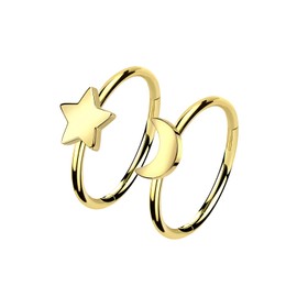 ALACLO 316L Stainless Steel Nose Ring Hoop 20g 8mm Gold, 20 gauge(0.8mm)-8mm, Stainless Steel, no gemstone