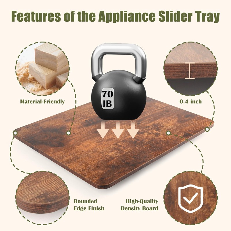 Sliding Tray for Coffee Maker, 360° Rolling Tray Appliance Slider