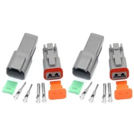 2pc 2 Pin Fits Deutsch Dt Series Multi Plug Waterproof Connector Kit