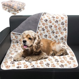 HYLYUN Pack of 2 Waterproof Dog Blankets Washable Dog Blankets for Bed Couch Sofa Protector Fleece Blanket Soft Plush Reversible Blanket for Small Medium Dogs Puppies Cats