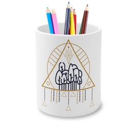 Fabulous Stifteköcher aus Keramik – Baum mit esoterischen Symbolen – böhmische Natur – 325 ml