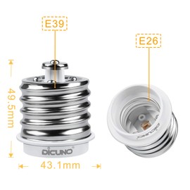 DiCUNO E39 to E26 Base Conversion Adapter, Bulb Socket, Max Work Ratio, 200W, Heat Resistant to 165 Degrees, Set of 10