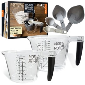 Moritz & Moritz Measuring Cups 1L & 0,5L - Baking Measuring Cups and Spoons Set Dishwasher Safe - for Cooking & Baking with Children