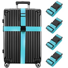 Newthinking Luggage Straps for Suitcase 4 Pack, Heavy Duty Adjustable Suitcase Straps with Buckle, Luggage Belts Identifier Bands for Travel Case, 3.8x200CM