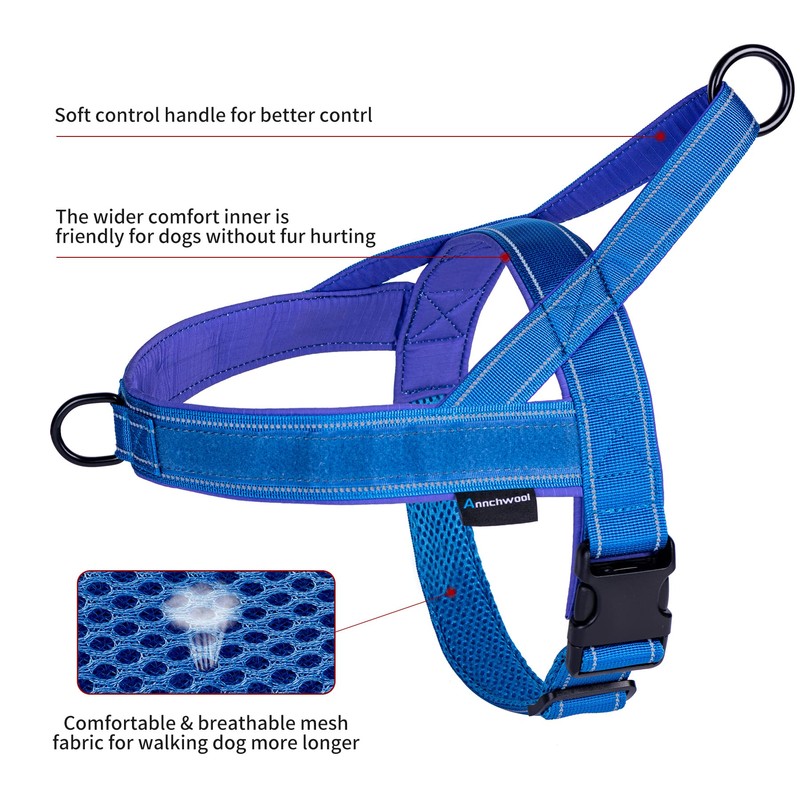 Annchwool No Pull Dog Harness with Soft Padded Handle,Reflective Strip