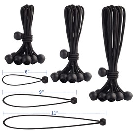 Skytened 30PCS of 3 Sizes Ball Bungee Cords, 6, 9, 11 Inch Tarp Canopy Bungee Balls, Heavy Duty Tie Down Cord for Shelter, Gazebo, Camping, Tent, Cargo, Holding Wire and Hoses (Ball Size 1 inch)