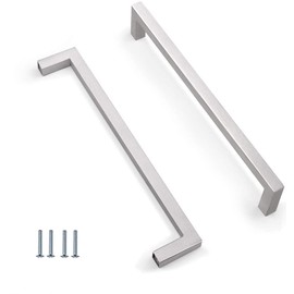 ANSIEDIO 2 Piece Stainless Steel Kitchen Cabinet Door Handles Cupboard Drawer Bedroom Furniture Handle Pull Distance 224 mm Silver with Screws