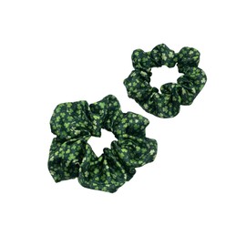 St.Patrick's Day Hair Scrunchies,Green Shamrock Ponytail Holders Green Clover Hair Scrunchy Ties JHSP65 (Set-A)