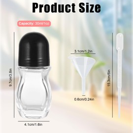 Xyulaan Clear Roll on Bottles, Glass Roller Bottles for Essential Oils, Perfume Empty Rollerball Bottle for Oil Applicator, Refillable Roller Ball Applicator Cosmetic Deodorant Containers with Lids