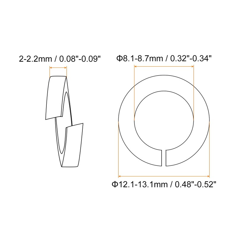 sourcing map 60 Pcs Spring Lock Washer, M8 Split Lock