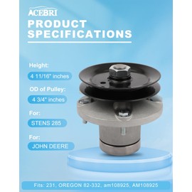 ACEBRI Spindle Assembly fit for JOHN DEERE am108925 AM108925 for OREGON 82-332 for STENS 285-231 3 Pack