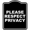 PLEASE RESPECT PRIVACY BLACK Minimalist Aluminum Composite Sign 8.5 x