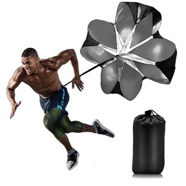 Nusogon Running Speed Training, 56 inch Speed Drills Resistance Parachute Running Sprint Chute Soccer Football Sport Speed Training（Black）