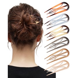 French Hair Pin for Women - U-Shaped Hair Fork for Updos, Chignons & French Twists, Durable Acrylic, Secure & Elegant Styling for All Hair Types (Tortoiseshell)