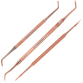 Fandamei Corner Lifter and Nail File Stainless Steel Set, 3-Piece Ingrown Toenails Tool Double-Sided Corner Lifter Foot Care Professional Manicure & Pedicure Nail Care Set Rose Gold