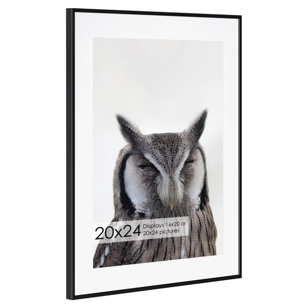 20x24 Metal Picture Frame with 16x20 Mat, Brushed Aluminum Finish,