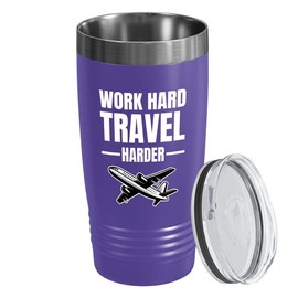 Flairy Land Hiking Purpple Edition Tumbler 20oz - Work Hard Travel Harder - Hiking Buddy Gift Hobby Outdoor Man Nature Travel Adventure Camping Backpacker