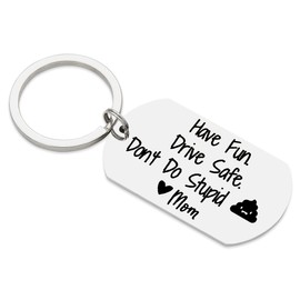 Beugif Graduation Coming of Age Gift for Teen Boys Girls Have Fun Keyring Drive Safe Key Chain Don't Do Stupid Keychain Tag (HDD-silver-mom), 1.97 inch*1.10 inch