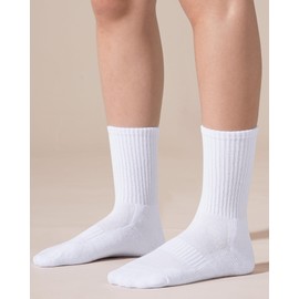 BOOPH 6 pares de calcetines deportivos acolchados para niños y niñas, calcetines cálidos y suaves para correr, Blanco, 4-7 Años
