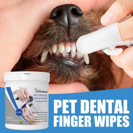 50 Counts PET Teeth Cleaning Wipes for Dogs & Cats,Dog Dental Wipes for Reducing