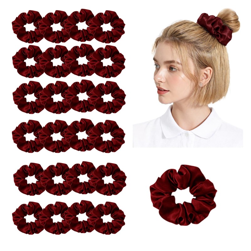 24Pack Satin Scrunchies For Women Silky Scrunchy Silk Hair Ties