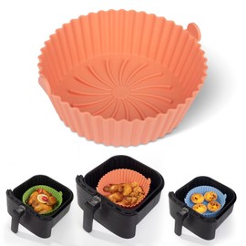 Loveuing Air Fryer Silicone Liners - Reusable Non-stick Air Fryer Silicone Pot Liner Compatible with COSORI Air Fryer Basket Accessories (X-Large, Orange)