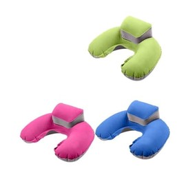 ULTECHNOVO Rosy U-Shaped Inflatable Pillow for Travel Neck Support Camping Airplane Car Bus Train