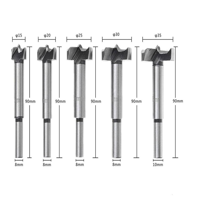 Fongmore Forstner Drill Bit Set 5pcs 15mm 20mm 25mm 30mm