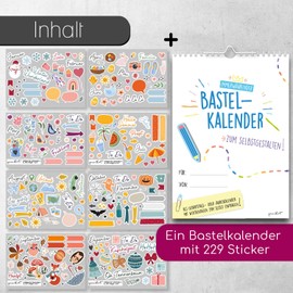 Craft Calendar, Blue Undated to Design Yourself with 229 Season Stickers, DIN A4, Year Without Year, Photo Calendar, Birthday Calendar, DV_1326