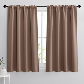 (110cm x 140cm , Mocha) - RYB HOME Blackout Curtains Window Shades Covering Slot Rod Pocket Heavy Thermal Insulated Curtains Repel Summer Heat and... 