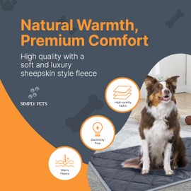 Simply Pets - Self Heating Pet Mat, Safe Self-Warming Thermal Pad, Dog Cat Blanket, Washable & Reusable, Safe Self Heated Soft Pet Blanket, Non-Slip Warm Mat (40x50cm)