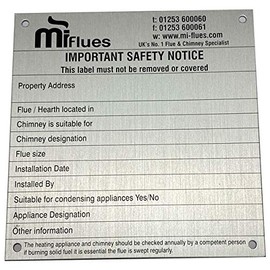 CHIMSOC Chimney Hearth Notice Plate - Aluminium