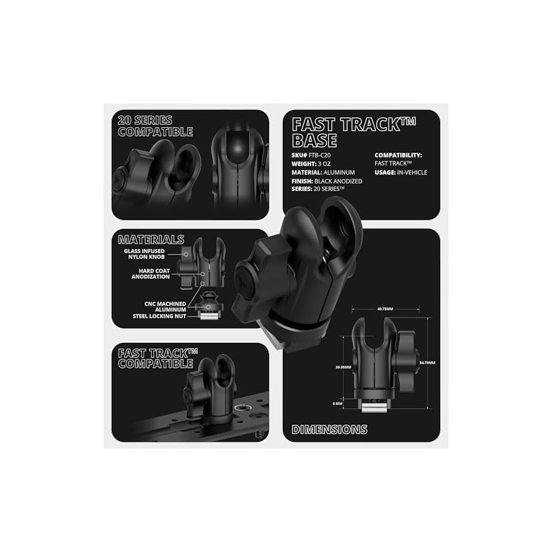 Tackform TRAXX 20mm Ball Socket with Fast Track Base -
