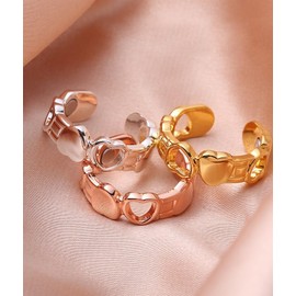 Copper Ring for Women, Adjustable Heart Shape Magnetic Rings Copper Jewelry (Golden, One size)