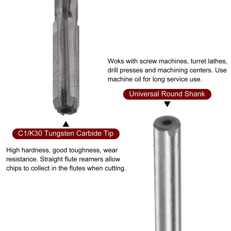 sourcing map Chucking Reamer 4.2mm H7 C1/K30 Carbide Tip Precision