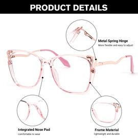 Zeelool Fashion Cat Eye Glasses Frame for Women with Non-prescription HD Clear Lens JGX278890-05 Pink