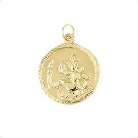 14K Yellow Gold Saint Christopher Pendant - Diamond-Cut Medal Coin for Women & Girls - Perfect Protection