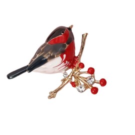 HIXNUG Robin Enamel Brooch Crystal Robin Brooch Women Brooch Pins Sweater Shawl Clips Brooches Animal Jewellery Gift for Women