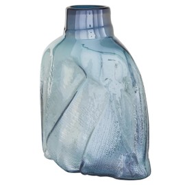 Deco 79 Glass Handmade Decorative Vase Blown Centerpiece Vase, Flower Vase for Home Decoration 10" x 5" x 12", Blue